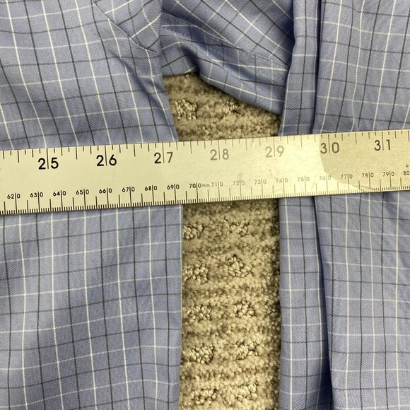 Eddie Bauer Shirt Men Extra Large Tall XLT Blue Checkered Wrinkle Resistant Polo - Picture 8 of 9